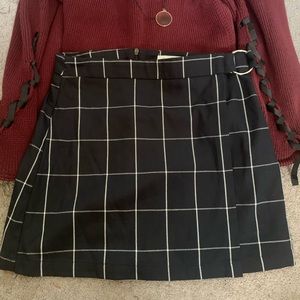 dark navy blue and white plaid mini skirt